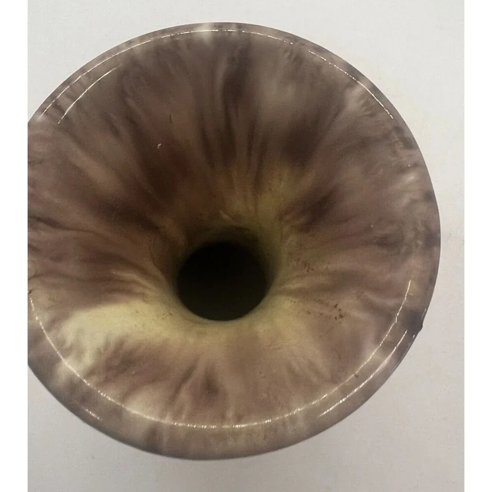 Germany  Art Pottery Bud Vase Handmade brown ivory 6